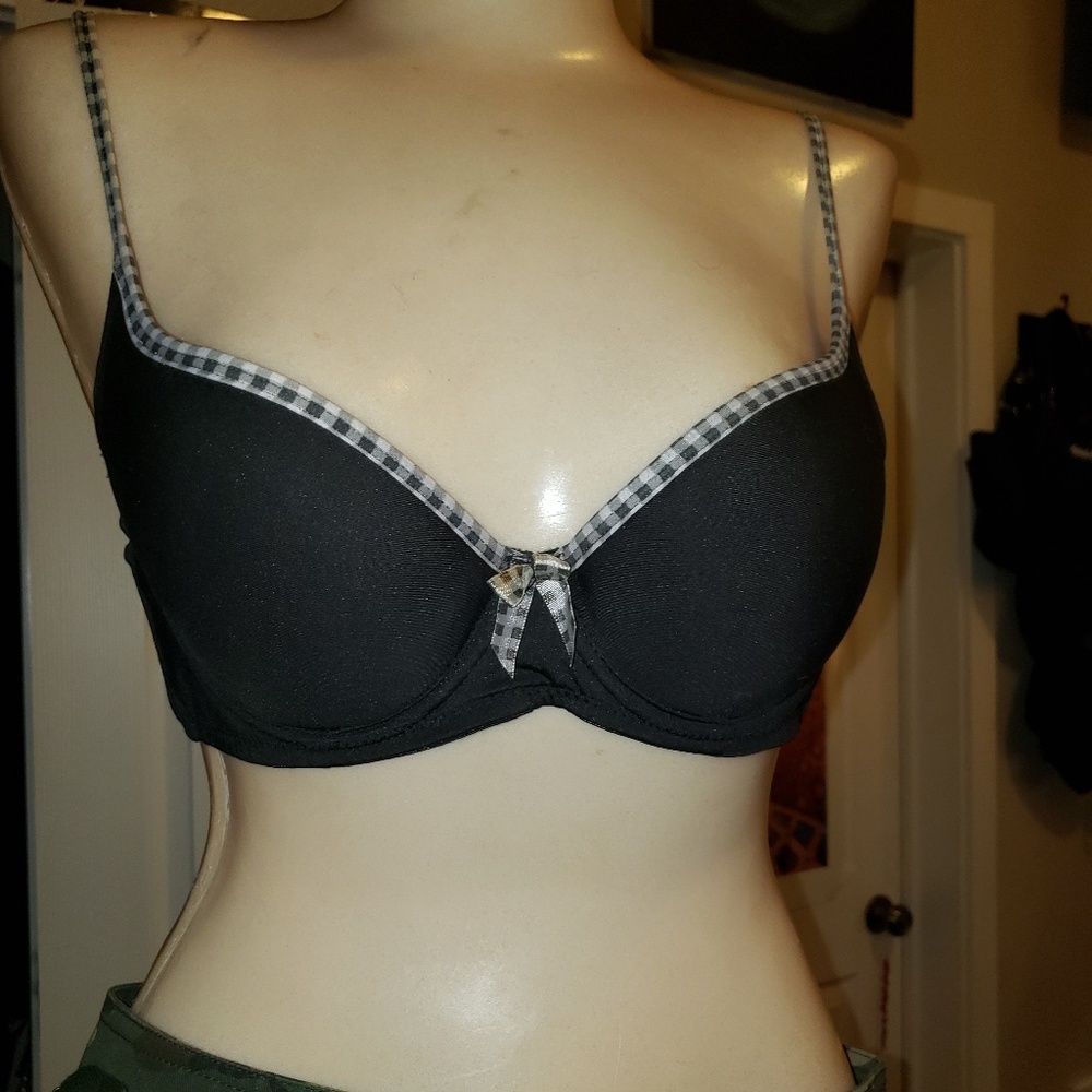 Black plaid bra
